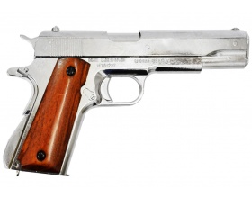 ММГ макет пистолета Colt 1911, .45 калибра, никель + дерев. накладки (США, 1911 г) DENIX DE-6316
